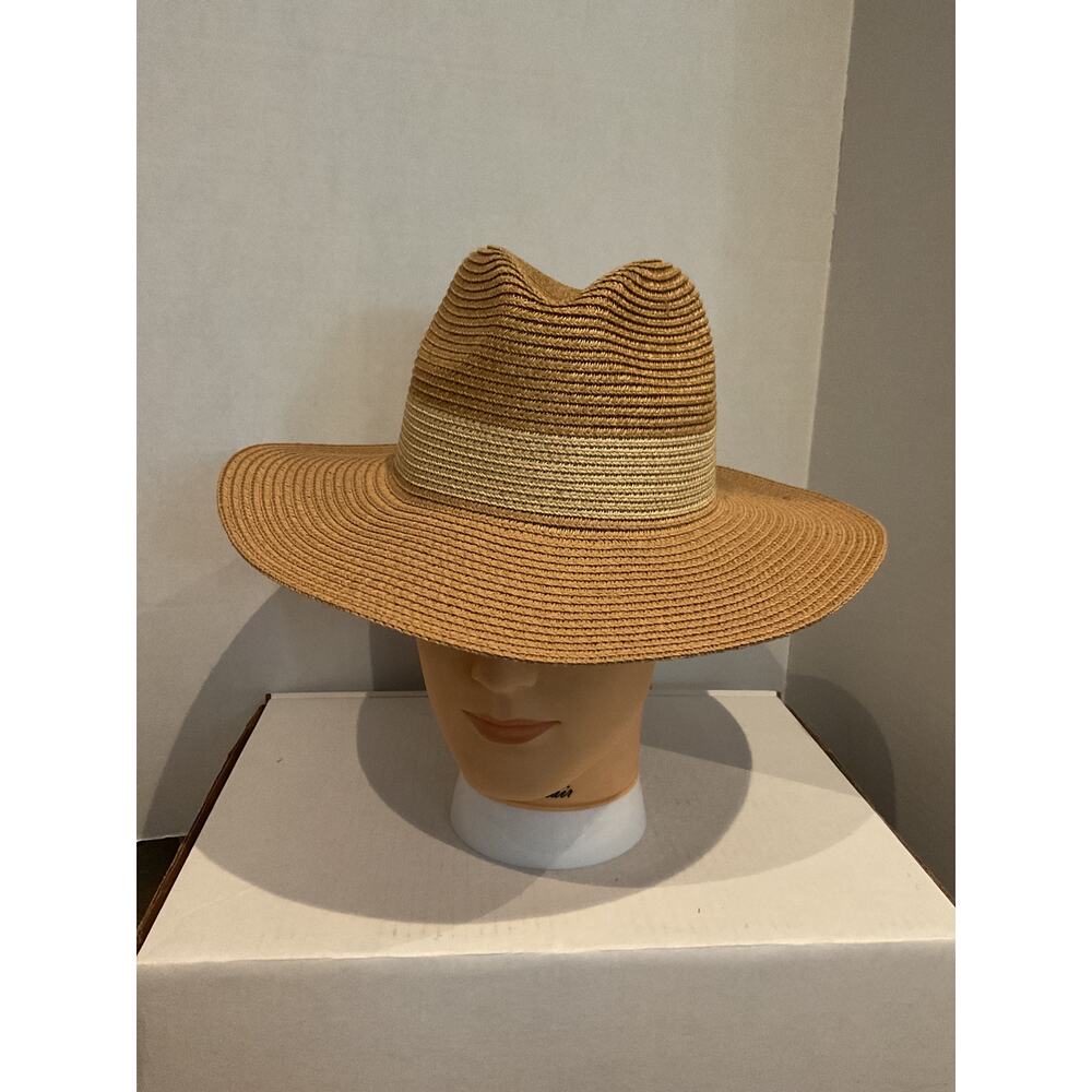Halogen - Natural Straw Hat w/Cream Woven Band- One Size